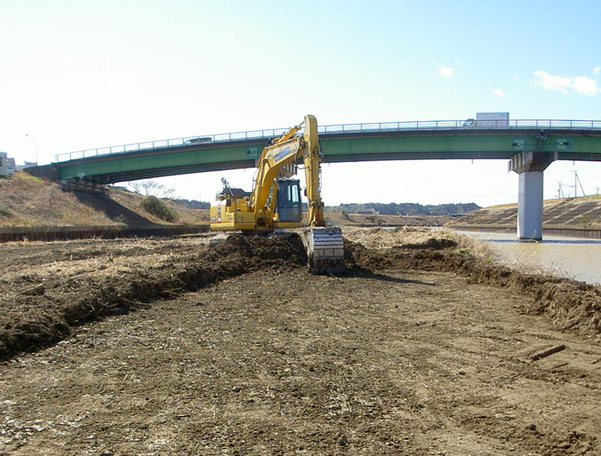 都田川ICT河道掘削工事